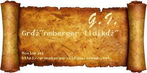 Grünsberger Ildikó névjegykártya